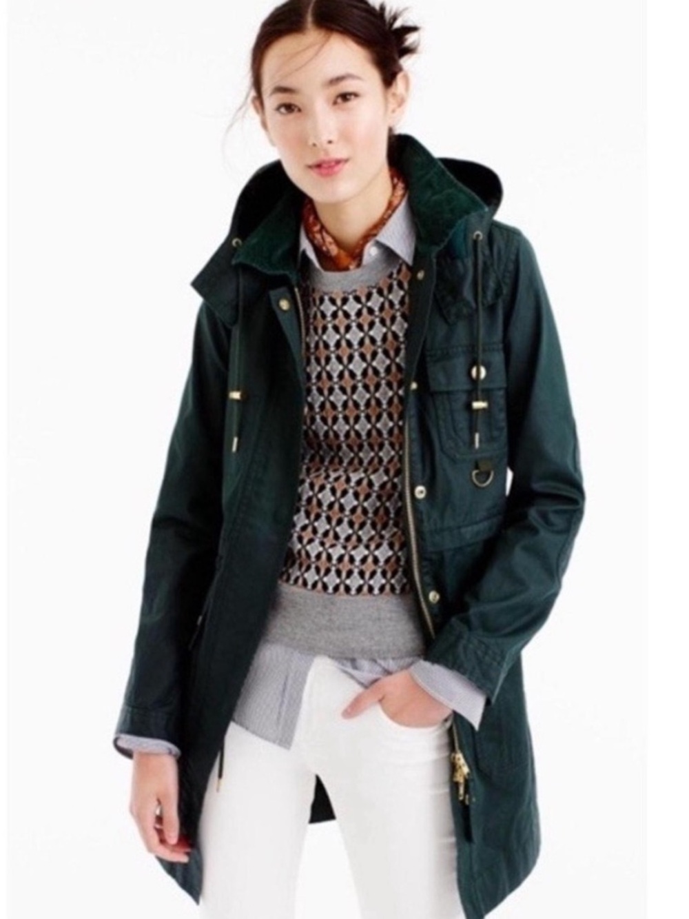 J. Crew Downtown Waxed Coated Long Field Utility Jacket Coat. Size XXS.